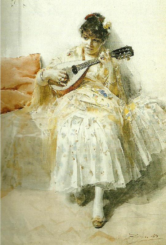Anders Zorn mandolinspelerskan oil painting image